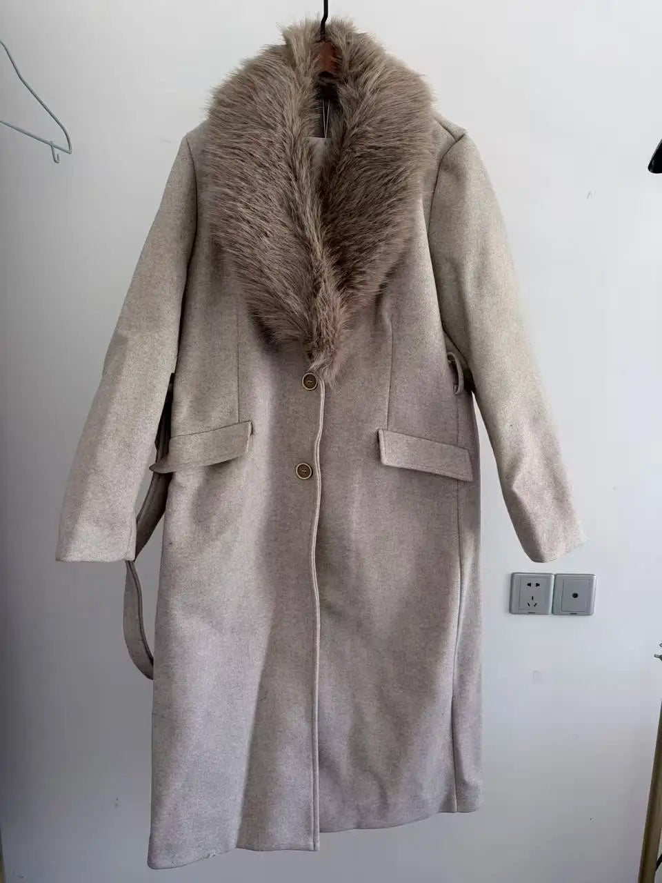 Frauen Gürtel Warme Pelz Kragen Mantel Flip Kragen Tasche Taste Dekoration Herbst/Winter Neue frauen Tragen - flohmarkt-deutschland.shop