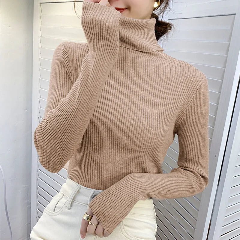 Frauen Herbst Rollkragenpullover Gestrickte Weiche Pullover Kaschmir Jumper Grundlegende Weiche Pullover Weibliche Grundlegende Bluse Neue - flohmarkt-deutschland.shop