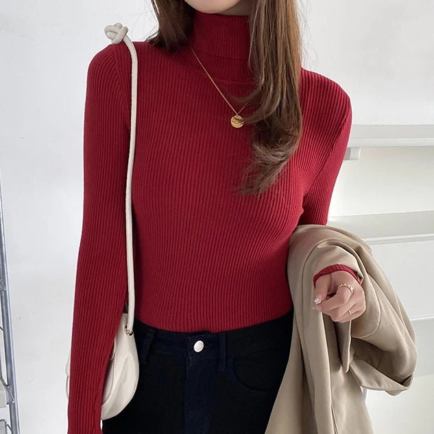 Frauen Herbst Rollkragenpullover Gestrickte Weiche Pullover Kaschmir Jumper Grundlegende Weiche Pullover Weibliche Grundlegende Bluse Neue - flohmarkt-deutschland.shop