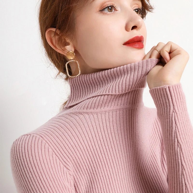 Frauen Herbst Rollkragenpullover Gestrickte Weiche Pullover Kaschmir Jumper Grundlegende Weiche Pullover Weibliche Grundlegende Bluse Neue - flohmarkt-deutschland.shop