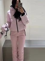 Frauen Mit Kapuze Zipper Kurze Skifahren Baumwolle Jacke Lange Ärmeln Dicke Warme Mantel Bequeme Lange Sport Hose 2025, Neue Dame Sport Set - flohmarkt-deutschland.shop