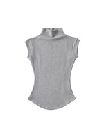 Frauen Sommer Sexy Rollkragen Ärmellose T-Shirts Tops Solide Slim Fit Pullover Casual Tees Shirts Weibliche Streetwear Grundlagen Tees - flohmarkt-deutschland.shop