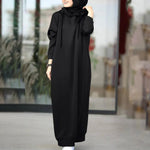 Frauen Winter Pullover ZANZEA 2025, Stilvolle Kapuzen Hoodies Kleid Casual Langarm Maxi Vestidos Weibliche Kordelzug Robe Femme - flohmarkt-deutschland.shop