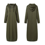 Frauen Winter Pullover ZANZEA 2025, Stilvolle Kapuzen Hoodies Kleid Casual Langarm Maxi Vestidos Weibliche Kordelzug Robe Femme - flohmarkt-deutschland.shop