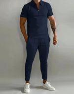 Frühling und Sommer Herren Sets Revers Kurzarm Poloshirt Sporthosen 2-teilige Anzüge für Männer - flohmarkt-deutschland.shop