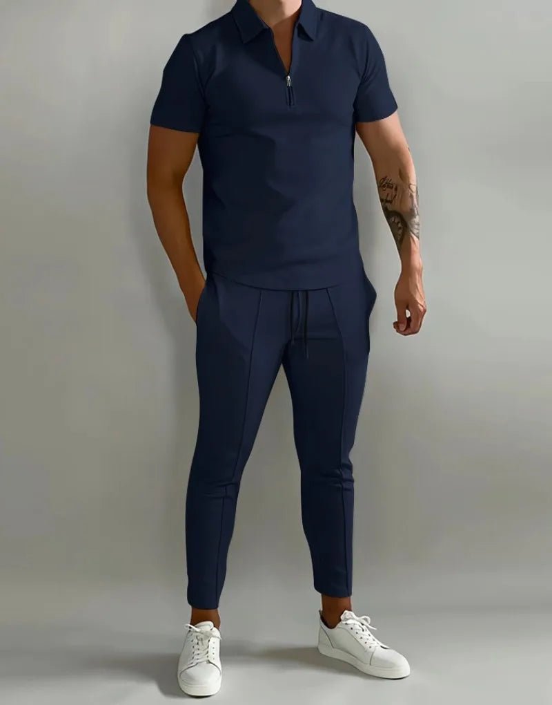 Frühling und Sommer Herren Sets Revers Kurzarm Poloshirt Sporthosen 2-teilige Anzüge für Männer - flohmarkt-deutschland.shop