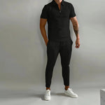 Frühling und Sommer Herren Sets Revers Kurzarm Poloshirt Sporthosen 2-teilige Anzüge für Männer - flohmarkt-deutschland.shop