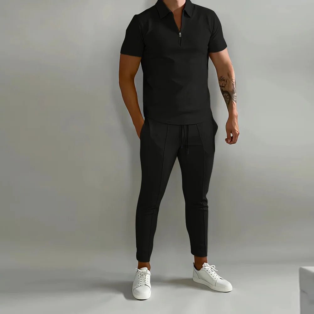 Frühling und Sommer Herren Sets Revers Kurzarm Poloshirt Sporthosen 2-teilige Anzüge für Männer - flohmarkt-deutschland.shop