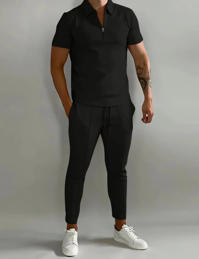 Frühling und Sommer Herren Sets Revers Kurzarm Poloshirt Sporthosen 2-teilige Anzüge für Männer - flohmarkt-deutschland.shop