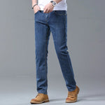 Frühlings-Herren-Jeans in Hellblau, schmal, stilvoll, lässig, Stretch-Stoff, Denim-Hose, klassische Hose, Rauchgrau - flohmarkt-deutschland.shop