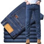 Frühlings-Herren-Jeans in Hellblau, schmal, stilvoll, lässig, Stretch-Stoff, Denim-Hose, klassische Hose, Rauchgrau - flohmarkt-deutschland.shop