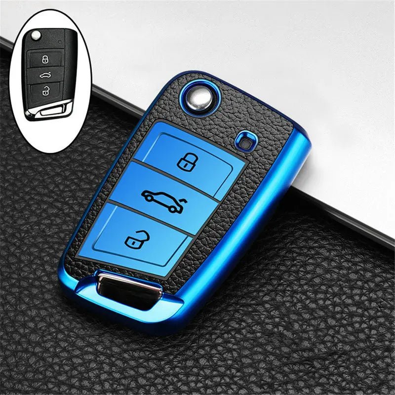 Für Volkswagen VW Polo Golf7 MK7 Tiguan für Skoda Octavia Kodiaq Karoq für Seat Ateca Auto Schlüssel Fall Abdeckung Tasche Schlüsselbund Schutz - flohmarkt-deutschland.shop