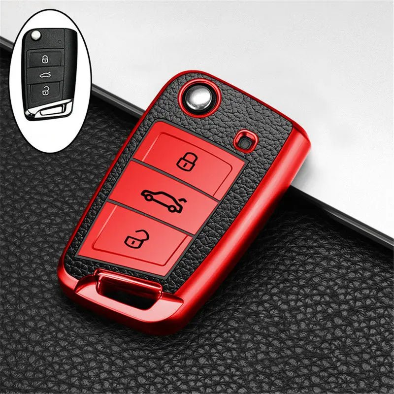Für Volkswagen VW Polo Golf7 MK7 Tiguan für Skoda Octavia Kodiaq Karoq für Seat Ateca Auto Schlüssel Fall Abdeckung Tasche Schlüsselbund Schutz - flohmarkt-deutschland.shop
