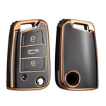 Für Volkswagen VW Polo Golf7 MK7 Tiguan für Skoda Octavia Kodiaq Karoq für Seat Ateca Auto Schlüssel Fall Abdeckung Tasche Schlüsselbund Schutz - flohmarkt-deutschland.shop