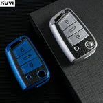 Für Volkswagen VW Polo Golf7 MK7 Tiguan für Skoda Octavia Kodiaq Karoq für Seat Ateca Auto Schlüssel Fall Abdeckung Tasche Schlüsselbund Schutz - flohmarkt-deutschland.shop