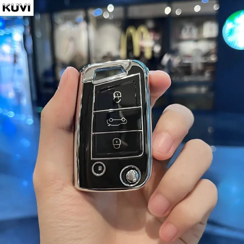 Für Volkswagen VW Polo Golf7 MK7 Tiguan für Skoda Octavia Kodiaq Karoq für Seat Ateca Auto Schlüssel Fall Abdeckung Tasche Schlüsselbund Schutz - flohmarkt-deutschland.shop