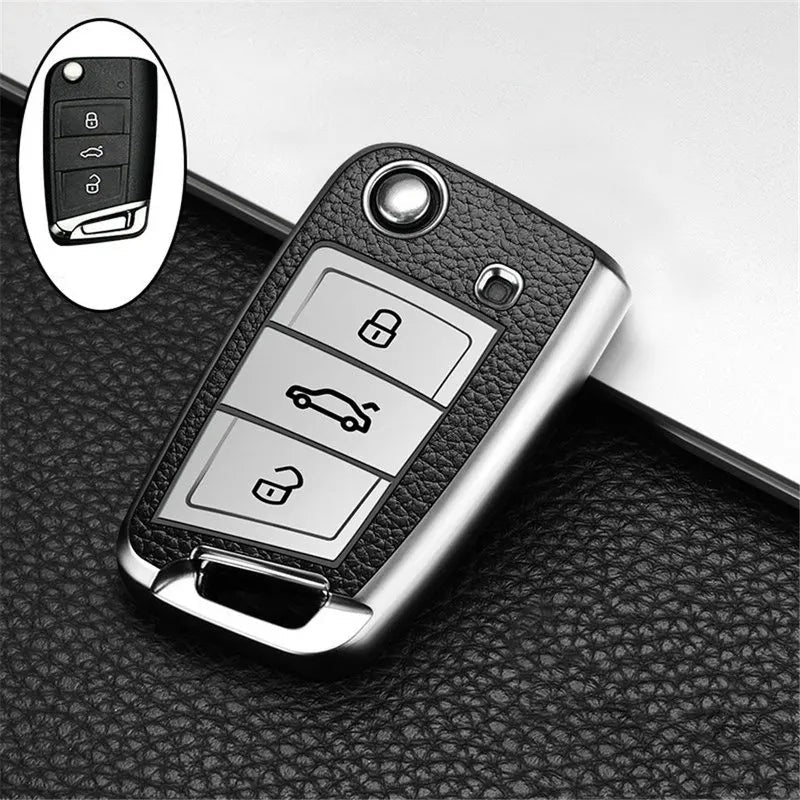 Für Volkswagen VW Polo Golf7 MK7 Tiguan für Skoda Octavia Kodiaq Karoq für Seat Ateca Auto Schlüssel Fall Abdeckung Tasche Schlüsselbund Schutz - flohmarkt-deutschland.shop