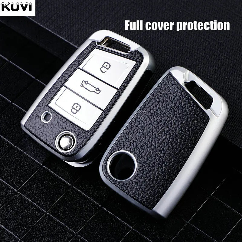 Für Volkswagen VW Polo Golf7 MK7 Tiguan für Skoda Octavia Kodiaq Karoq für Seat Ateca Auto Schlüssel Fall Abdeckung Tasche Schlüsselbund Schutz - flohmarkt-deutschland.shop