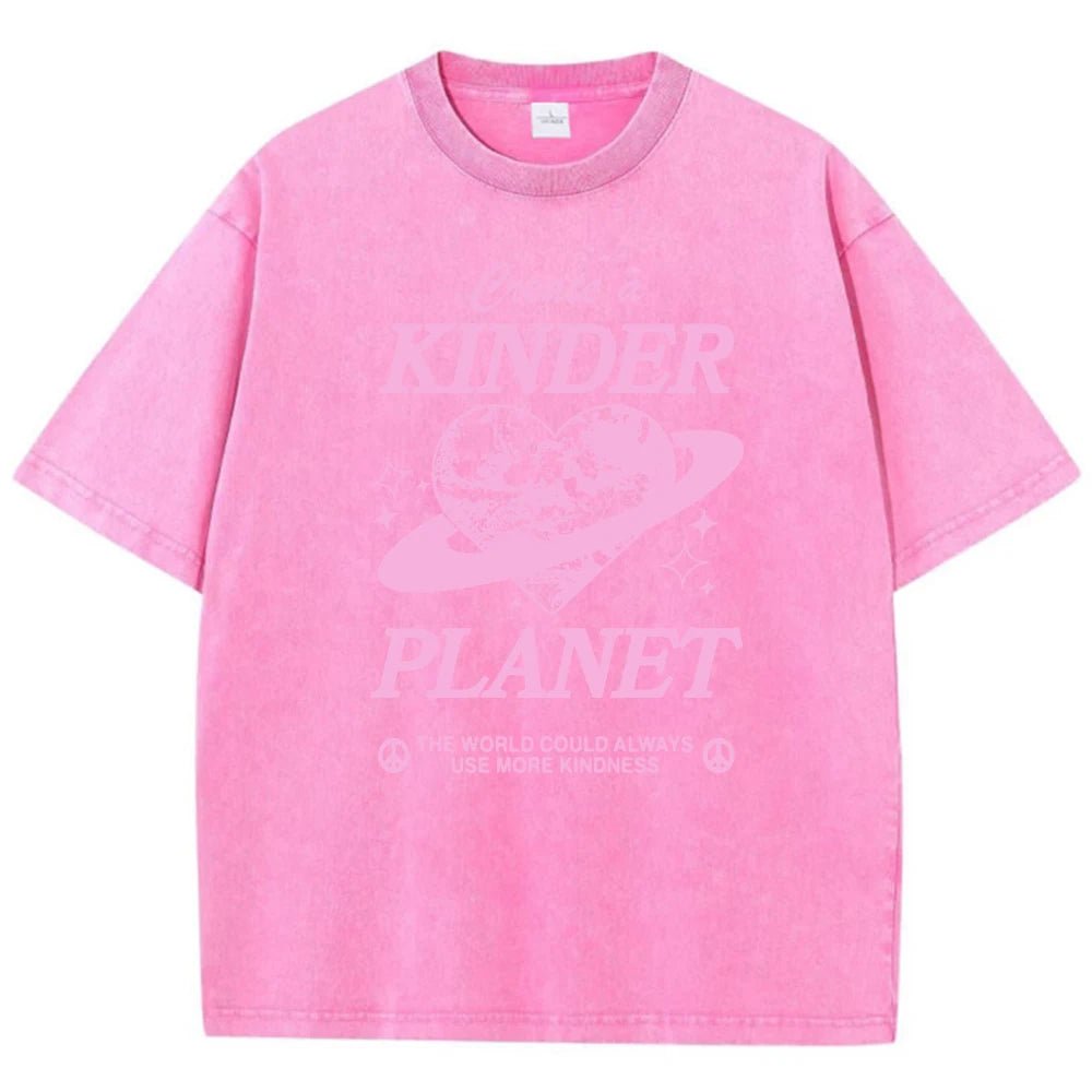 Geeate A Kinder Planet Pink Print Mans Tee Clothing Cartoon Comfort T-Shirt Round Neck T-Shirts Retro S-Xxxl Half Sleeve - flohmarkt-deutschland.shop