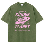 Geeate A Kinder Planet Pink Print Mans Tee Clothing Cartoon Comfort T-Shirt Round Neck T-Shirts Retro S-Xxxl Half Sleeve - flohmarkt-deutschland.shop