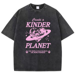 Geeate A Kinder Planet Pink Print Mans Tee Clothing Cartoon Comfort T-Shirt Round Neck T-Shirts Retro S-Xxxl Half Sleeve - flohmarkt-deutschland.shop