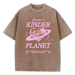 Geeate A Kinder Planet Pink Print Mans Tee Clothing Cartoon Comfort T-Shirt Round Neck T-Shirts Retro S-Xxxl Half Sleeve - flohmarkt-deutschland.shop