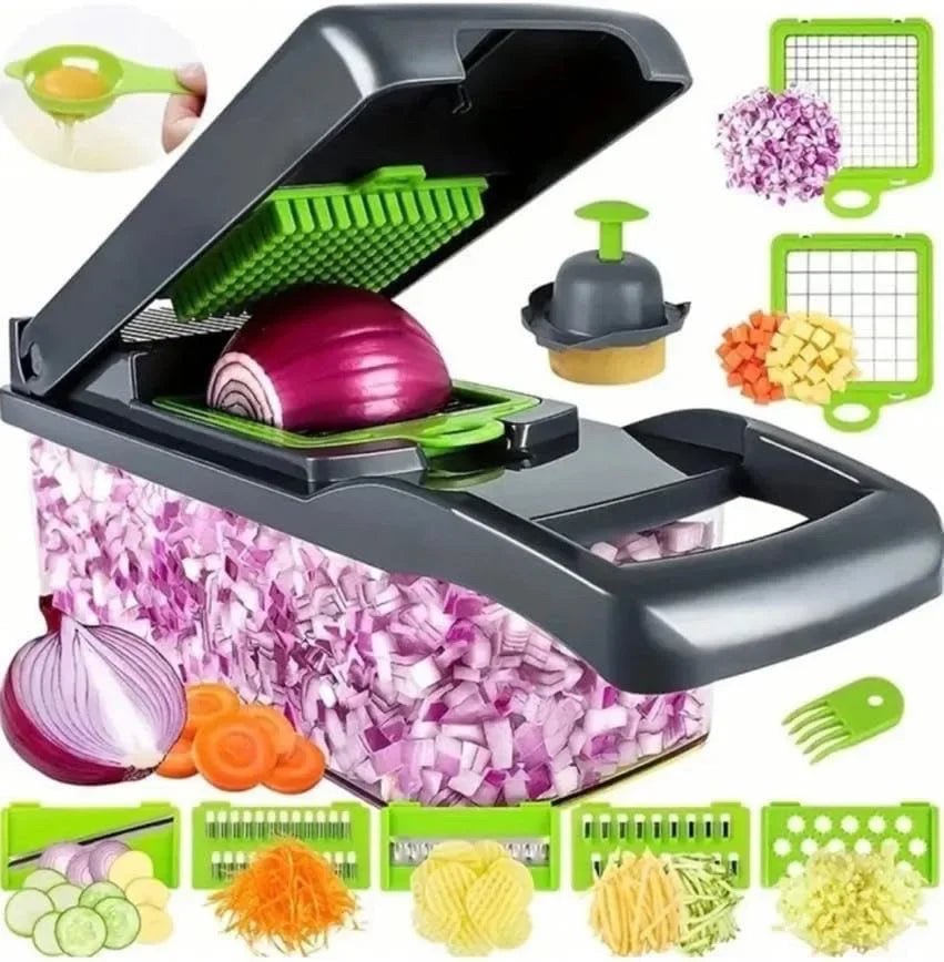 Gemüsehacker 16-in-1 Dicer Schneider Reibe Küchenwerkzeug mit Griff - flohmarkt-deutschland.shop