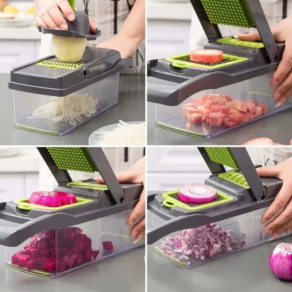 Gemüsehacker 16-in-1 Dicer Schneider Reibe Küchenwerkzeug mit Griff - flohmarkt-deutschland.shop