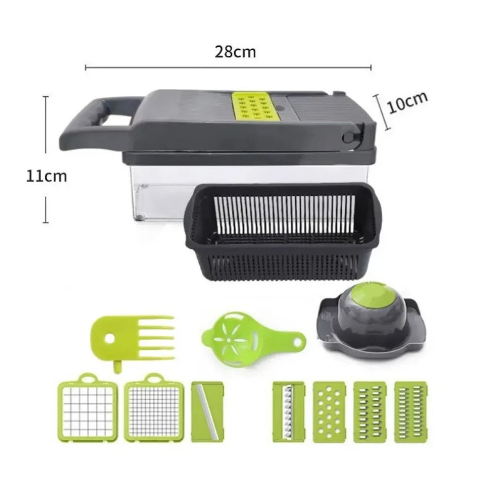 Gemüsehacker 16-in-1 Dicer Schneider Reibe Küchenwerkzeug mit Griff - flohmarkt-deutschland.shop