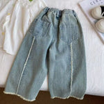 Girls' Jeans With Rough Edges Wide Leg Pants Children's Trendy Straight Leg Pants Korean Version Pants Trendy 80-140CM - flohmarkt-deutschland.shop