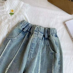 Girls' Jeans With Rough Edges Wide Leg Pants Children's Trendy Straight Leg Pants Korean Version Pants Trendy 80-140CM - flohmarkt-deutschland.shop