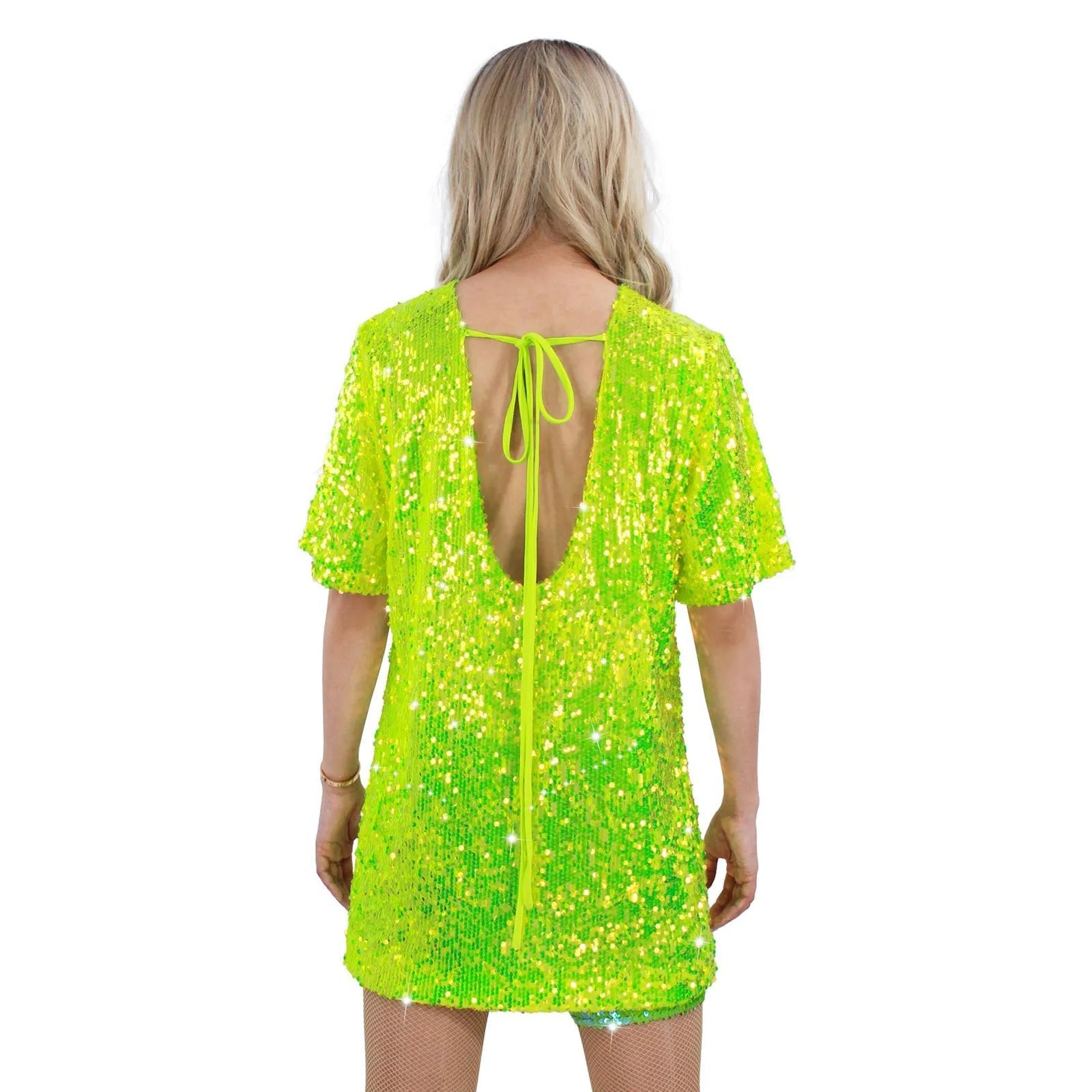 Glitzernde Pailletten-Shirts für Damen, Top, Rave-Tanzkleidung, Rundhalsausschnitt, kurze Ärmel, T-Shirts für Cocktailparty, Musik, Festival, Nachtclub - flohmarkt-deutschland.shop