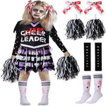 Halloween Meisje Zombie Cheerleading Maskerade Kostuum Bloedkousen Uniform Kinder Halloween Thema Feest Cosplay Kostuum - flohmarkt-deutschland.shop