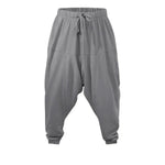 Haremshose für Herren, Baumwolle, Leinen, tiefer Schritt, gemütliche Streetwear, lockere Passform, atmungsaktiv, leicht, lange Hose, männliche Jogger - flohmarkt-deutschland.shop