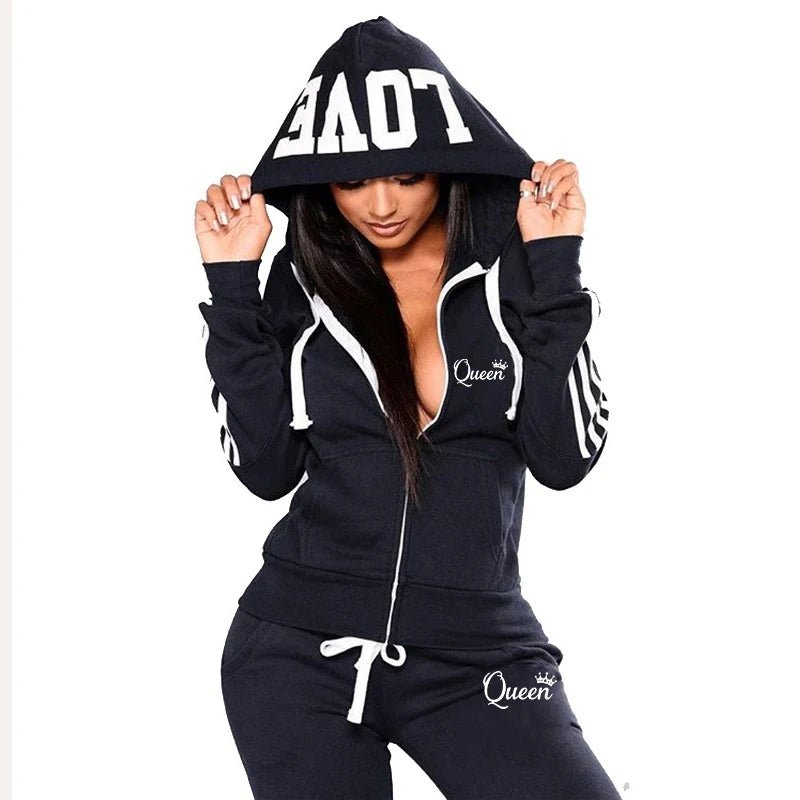 Heiße Damenmode Trainings anzug gestreifte Hoodies und Jogger hosen Damen tägliche Freizeit kleidung - flohmarkt-deutschland.shop
