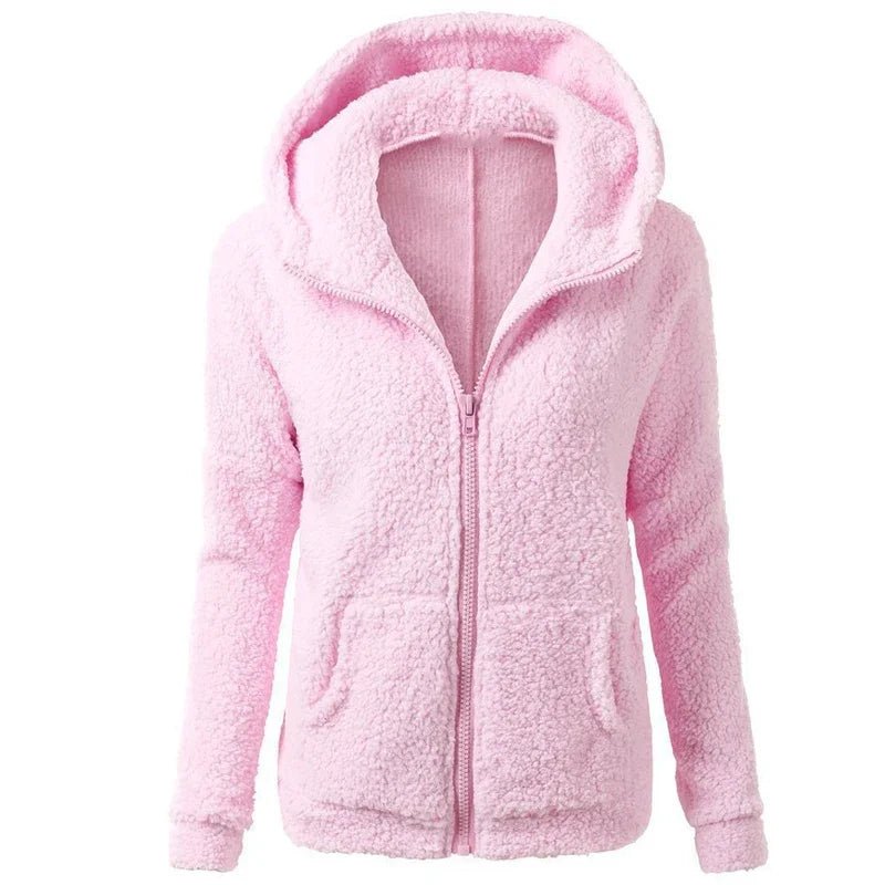 Herbst Winter Warme Jacke Frauen Hoodie Mit Kapuze 2025, Casual Weibliche Hoodies Sweatershirt Zipper Mantel Solide Weiche Fleece Frauen Mantel - flohmarkt-deutschland.shop