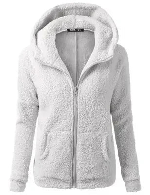Herbst Winter Warme Jacke Frauen Hoodie Mit Kapuze 2025, Casual Weibliche Hoodies Sweatershirt Zipper Mantel Solide Weiche Fleece Frauen Mantel - flohmarkt-deutschland.shop