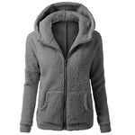Herbst Winter Warme Jacke Frauen Hoodie Mit Kapuze 2025, Casual Weibliche Hoodies Sweatershirt Zipper Mantel Solide Weiche Fleece Frauen Mantel - flohmarkt-deutschland.shop