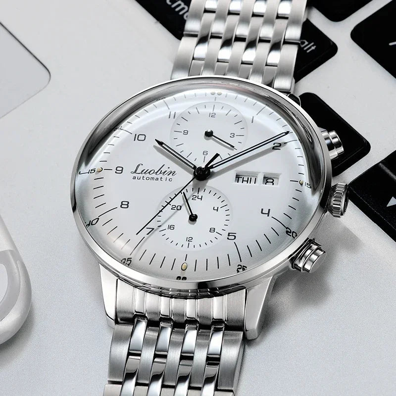 Herren Business Automatikuhr – Mechanisch, Edelstahl, Leuchtend, Designer - flohmarkt-deutschland.shop