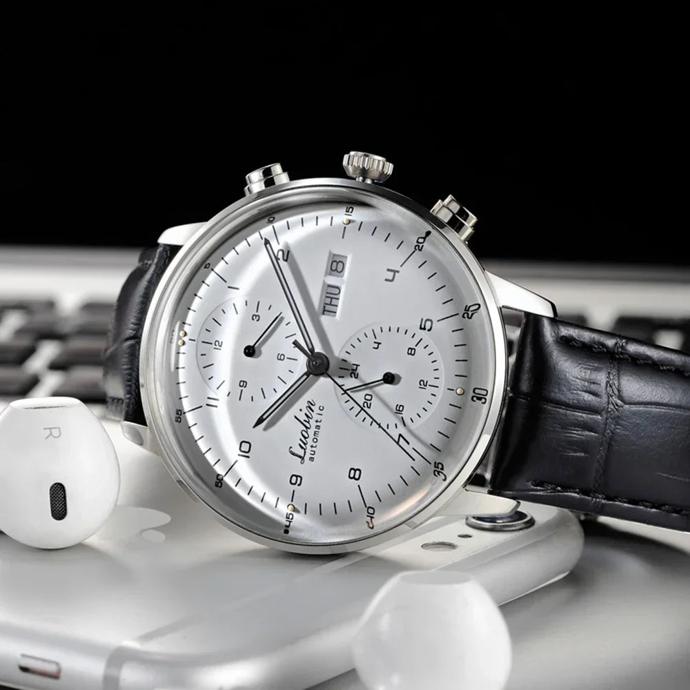Herren Business Automatikuhr – Mechanisch, Edelstahl, Leuchtend, Designer - flohmarkt-deutschland.shop