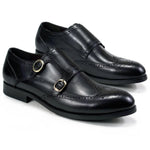 Herren Echtleder Monk Strap – Brogue, Doppelschnalle, Business, Hochzeit, Formal - flohmarkt-deutschland.shop