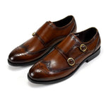 Herren Echtleder Monk Strap – Brogue, Doppelschnalle, Business, Hochzeit, Formal - flohmarkt-deutschland.shop