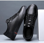 Herren Echtleder Slip-On Sneaker – Skateboard, Schwarz, Casual, Jugend, Frühling & Herbst - flohmarkt-deutschland.shop