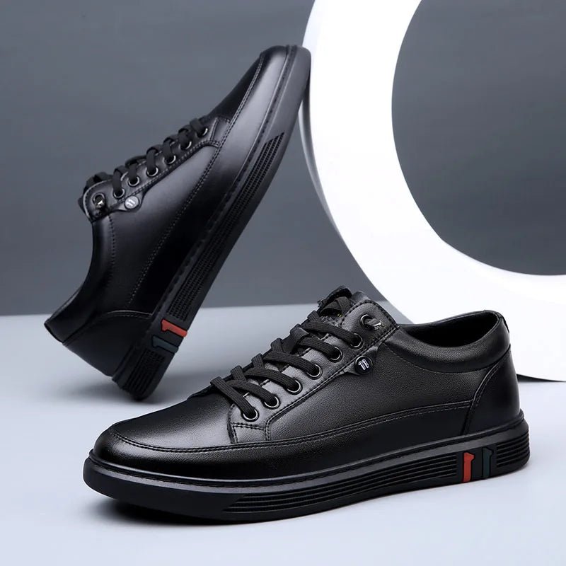 Herren Echtleder Slip-On Sneaker – Skateboard, Schwarz, Casual, Jugend, Frühling & Herbst - flohmarkt-deutschland.shop