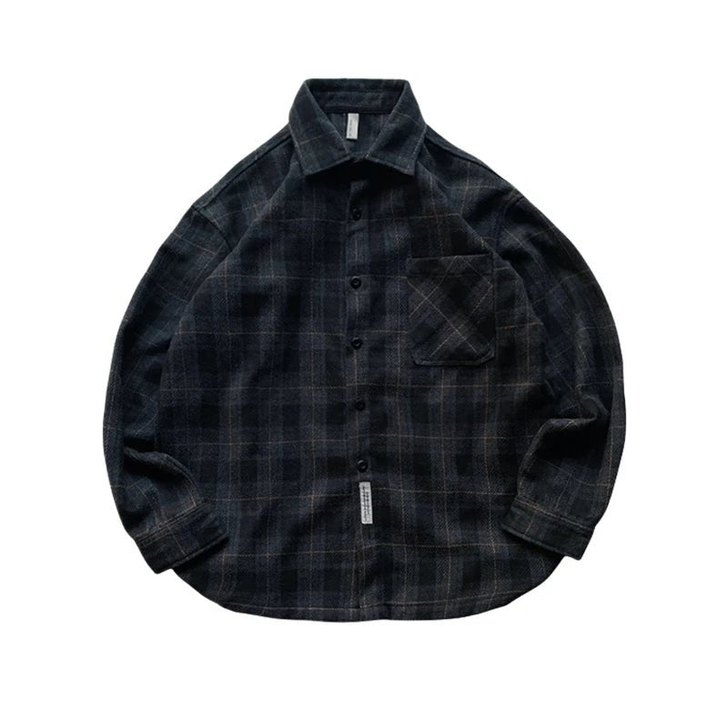 Herren-Flanellhemden, amerikanische Vintage-Streetwear, dick, kariert, übergroß, Cargo, langärmelig, lockere Passform, lässige Arbeitskleidung, Herbst und Winter - flohmarkt-deutschland.shop