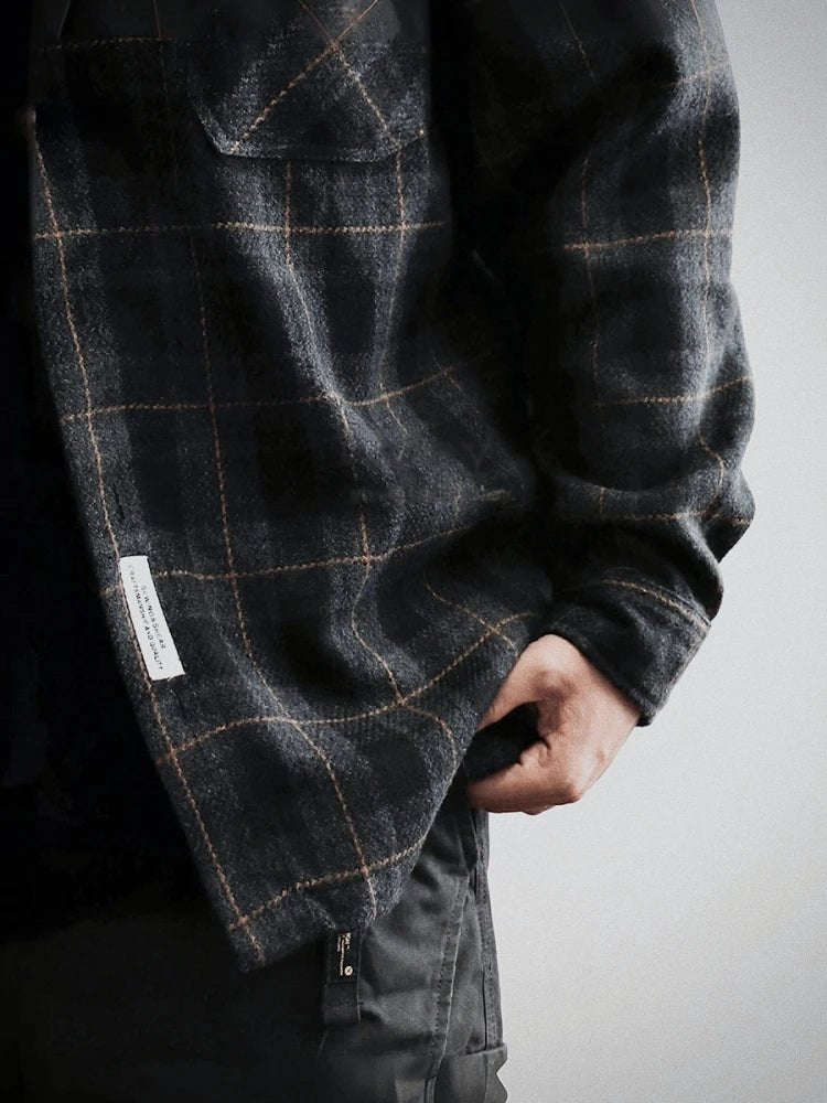 Herren-Flanellhemden, amerikanische Vintage-Streetwear, dick, kariert, übergroß, Cargo, langärmelig, lockere Passform, lässige Arbeitskleidung, Herbst und Winter - flohmarkt-deutschland.shop