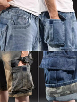 Herren Jeans shorts mit weitem Bein Multi-Pocket 7-Punkt-Arbeit Cargo Jeans Shorts Fett plus Größe Denim Shorts männlich - flohmarkt-deutschland.shop