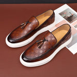 Herren Leder Slipper – Retro British Style, Quasten, Geprägt, Bequem, Outdoor - flohmarkt-deutschland.shop