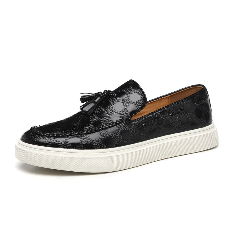Herren Leder Slipper – Retro British Style, Quasten, Geprägt, Bequem, Outdoor - flohmarkt-deutschland.shop
