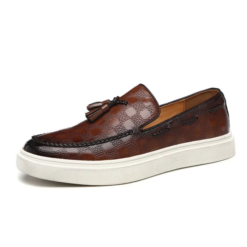 Herren Leder Slipper – Retro British Style, Quasten, Geprägt, Bequem, Outdoor - flohmarkt-deutschland.shop